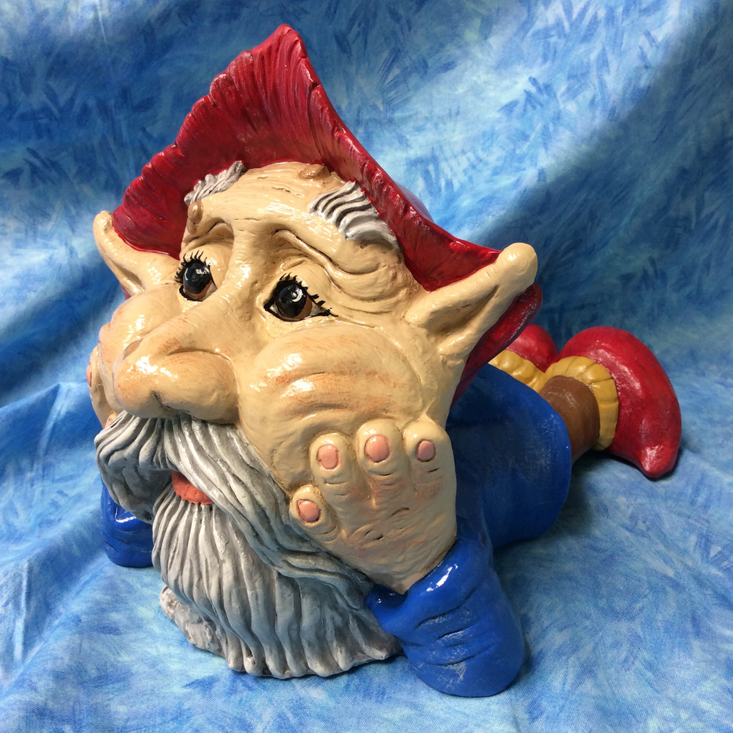 Woodland Man Gnome Laying on Tummy