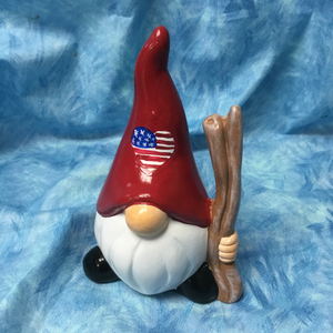 Patriotic Little Nordic Man Gnome with Heart Flag on Cap