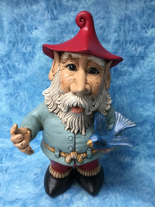 Woodland Man Gnome with Bluebird